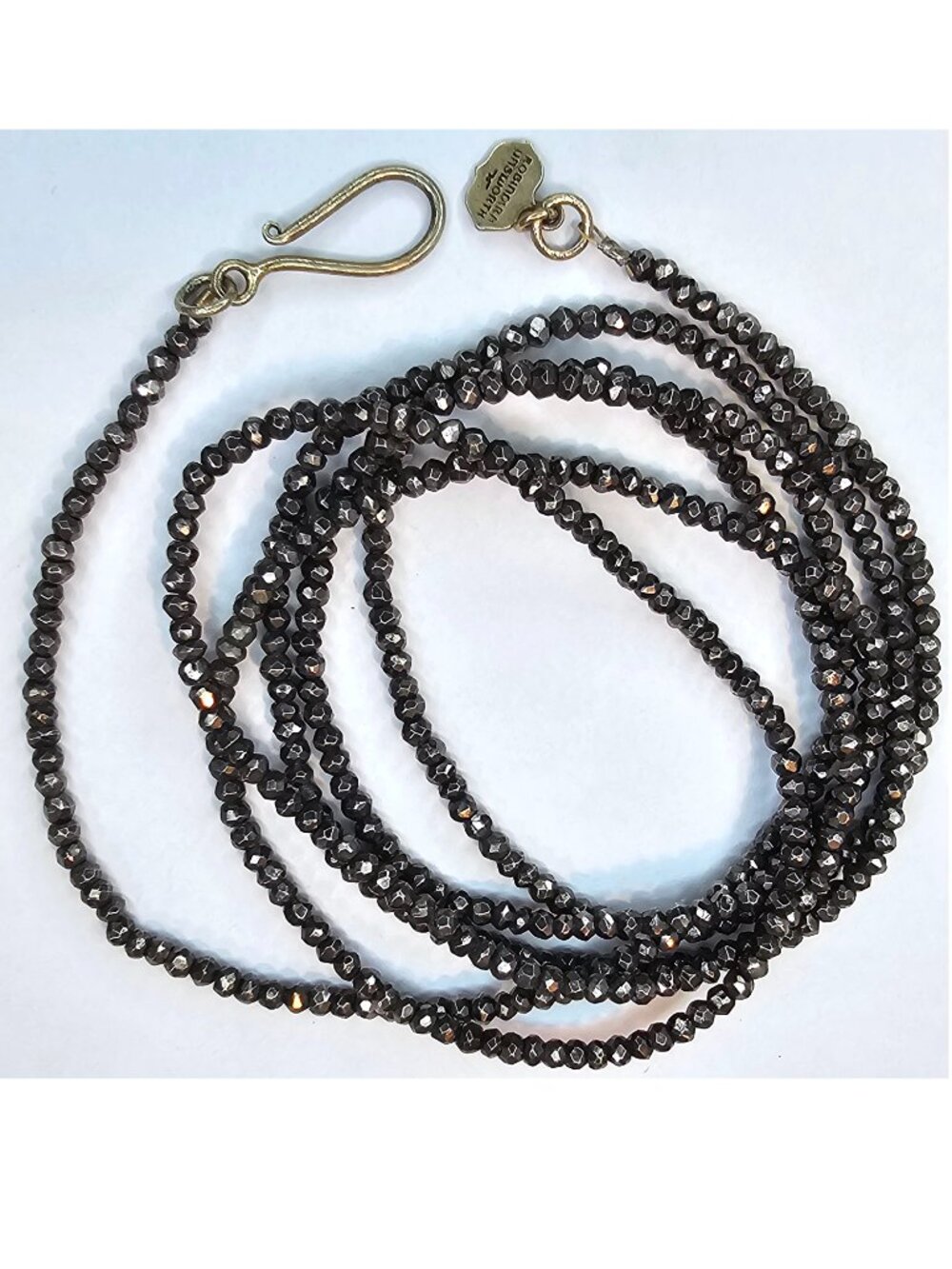 Robindira Unsworth 52” Faceted Pyrite Layering Wrap Necklace Vermeil Gold Silver